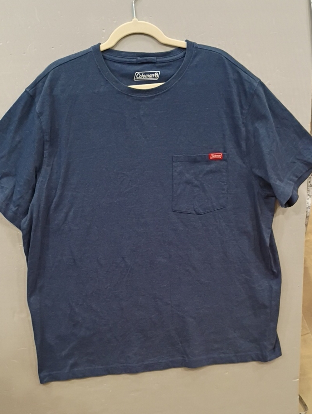 Coleman Navy Short Sleeve Pocket Tee with Red Logo Tab